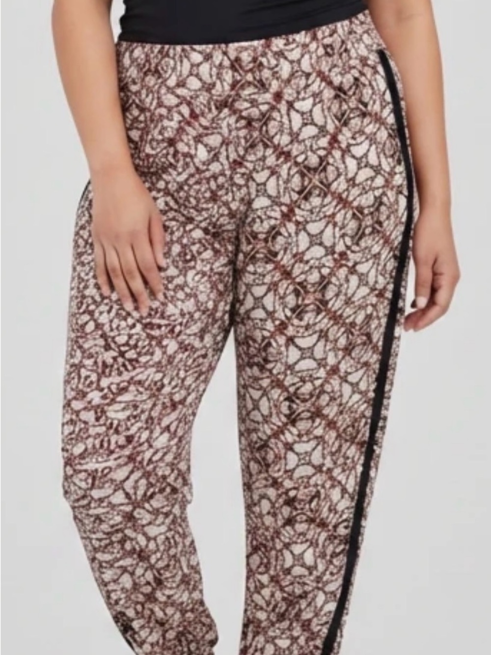 Liverpool Brown Cream Printed Jogger with Black Side Stripe
